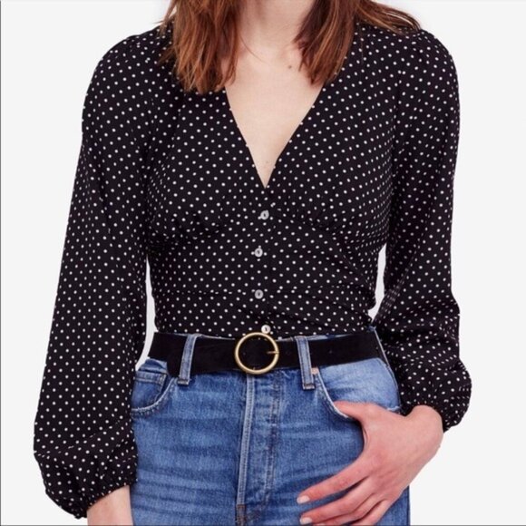 Free People Tops - Free People love street women M polka dot long sleeve button down whimsigoth